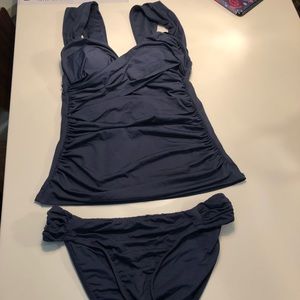 Badgley Mischka navy blue tankini size 6